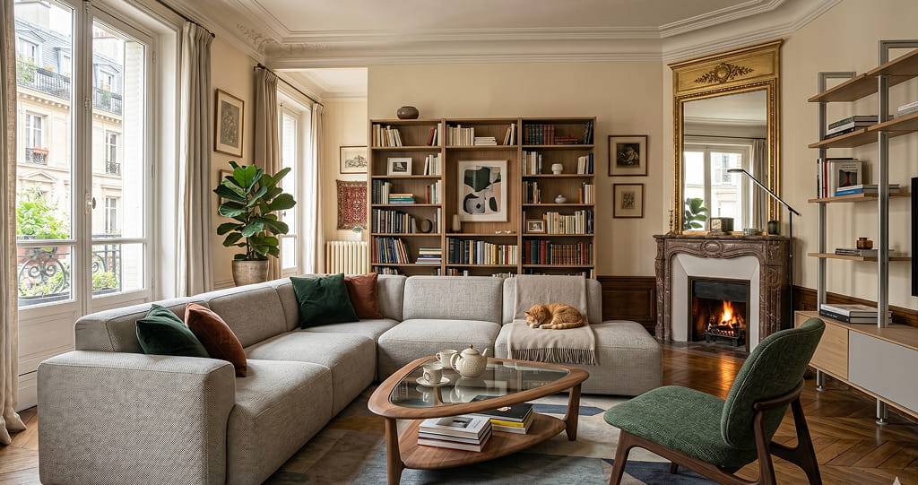 Meubles
Canapé, table basse, chaise, bibliothèque