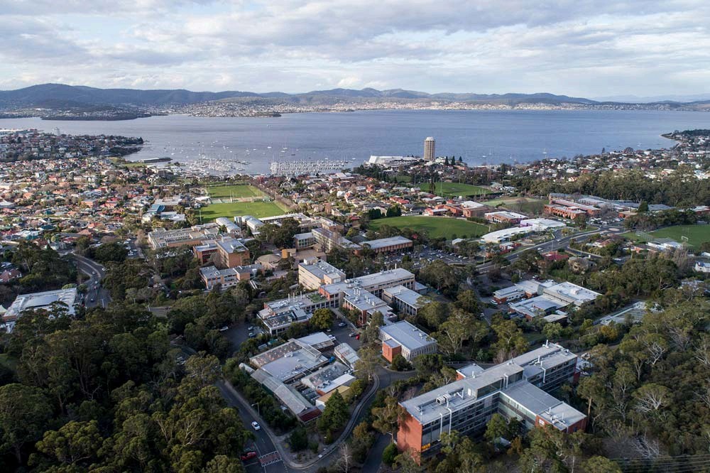 University of Tasmania campus aerial view