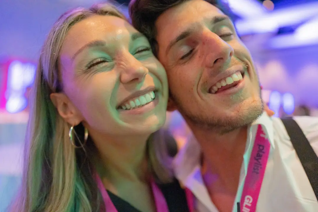 Posed photo of party attendees during Meet Me event.