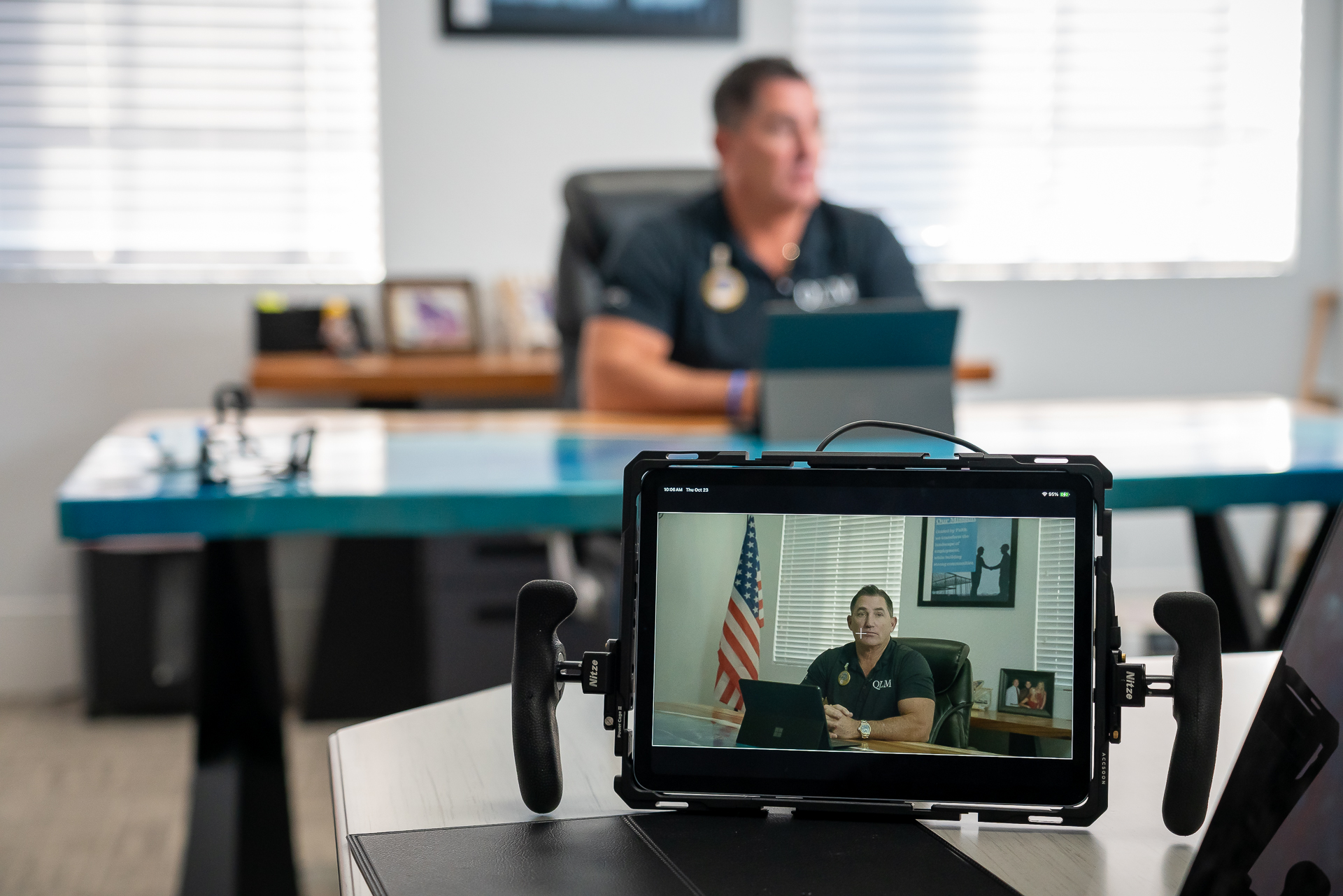 A behind the scenes shot from a video production project in Orlando.