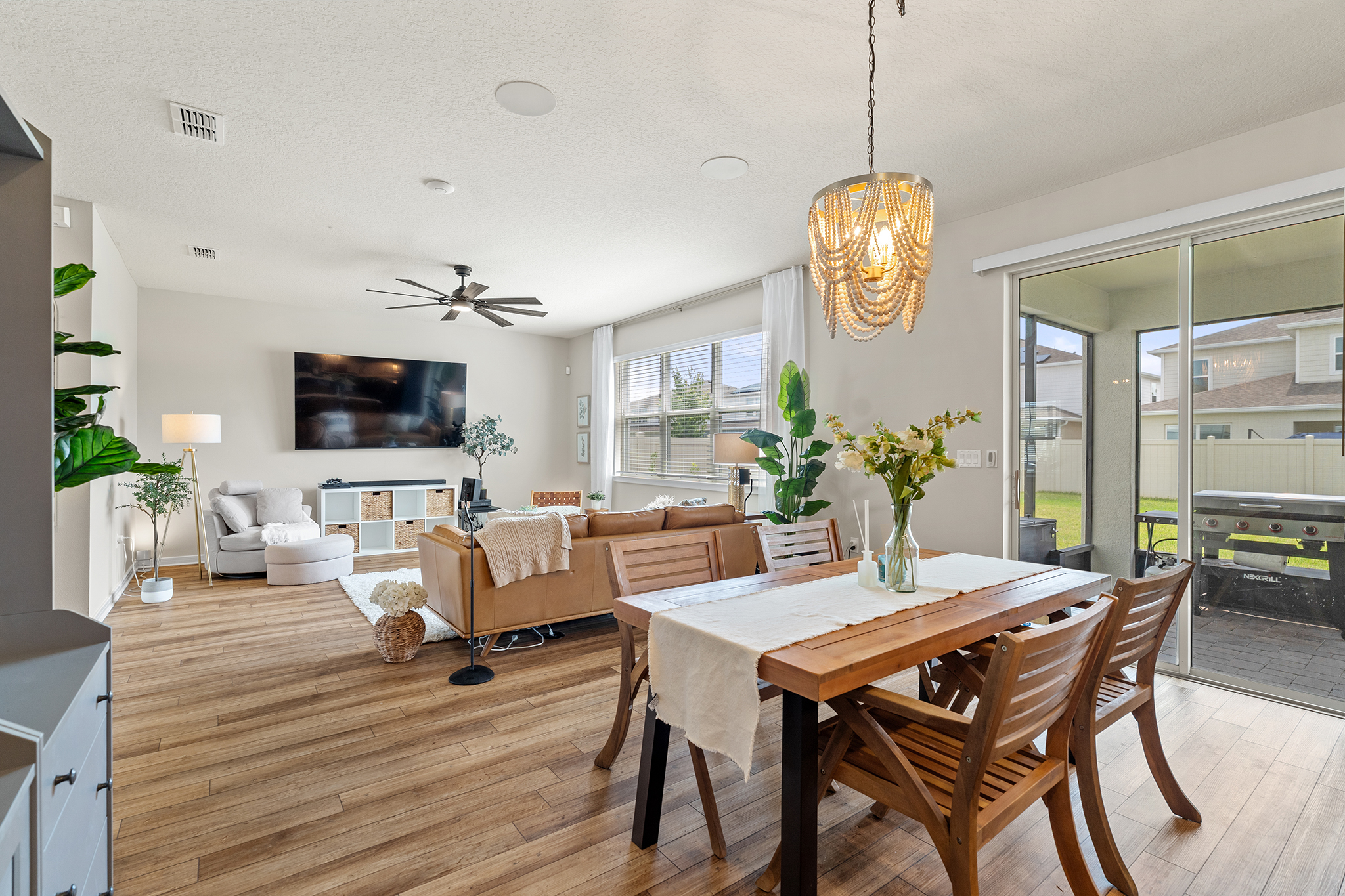 A professional real estate listing shot of a living room captured by Studio Nine 13.