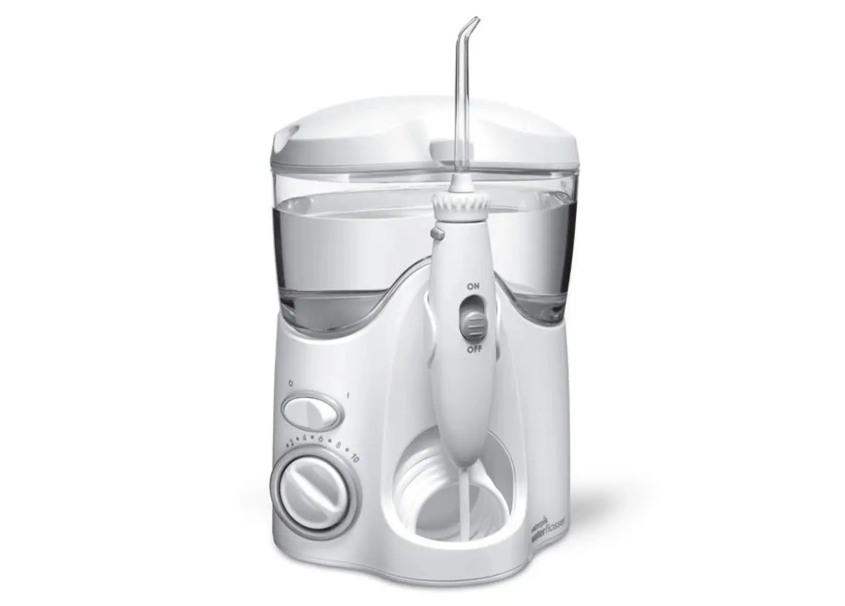 A photo of a plug-in water flosser.