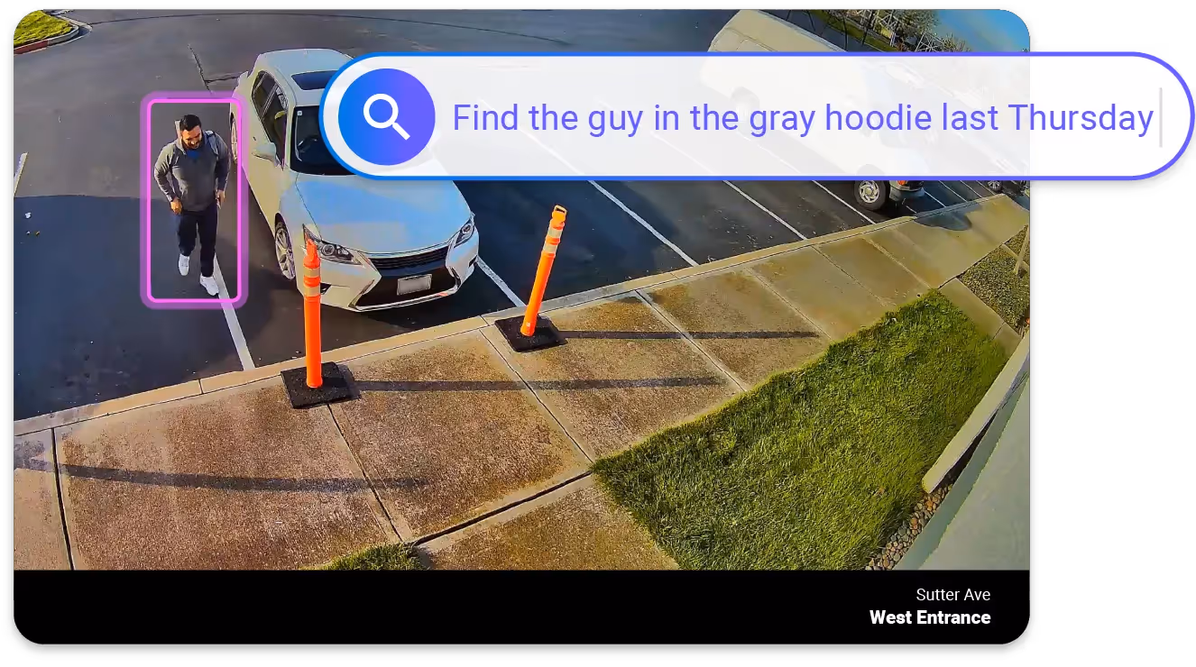 
Security Footage With Search Bar For Person In Gray Hoodie