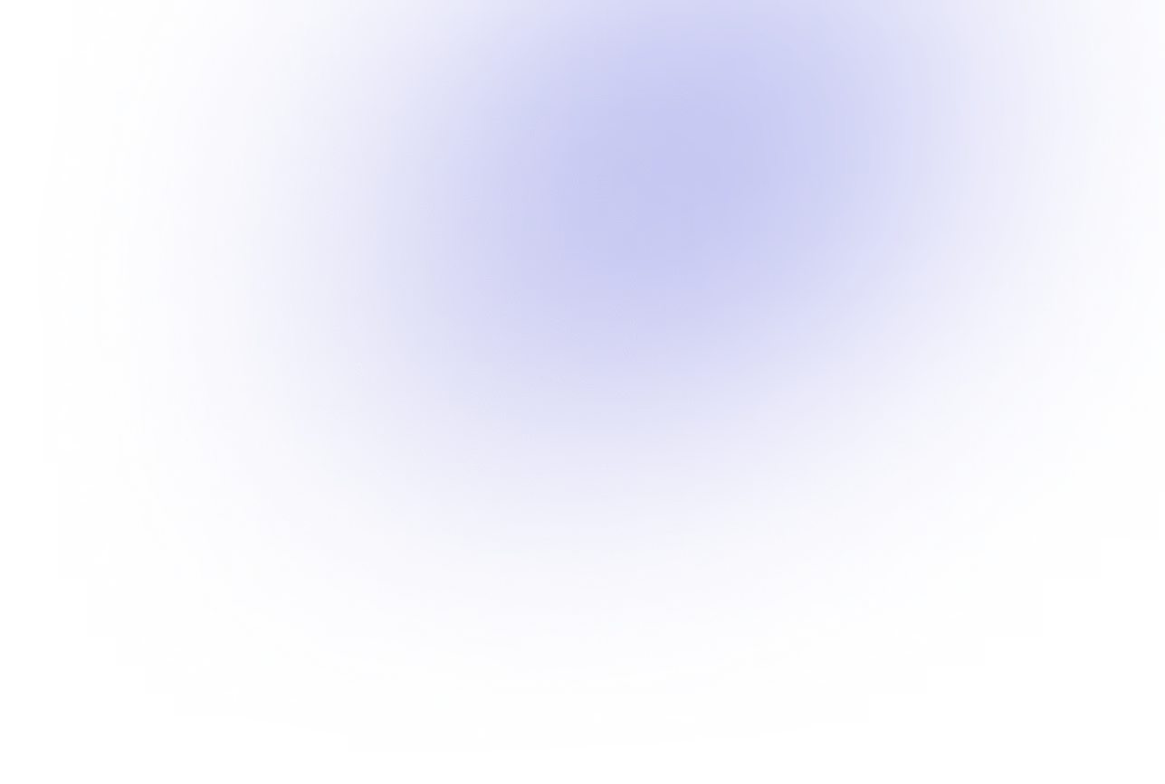 Blurred purple and blue circular gradient on a dark background.