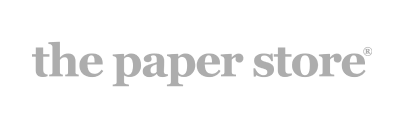 The Paper Store logo in gray text on black background.