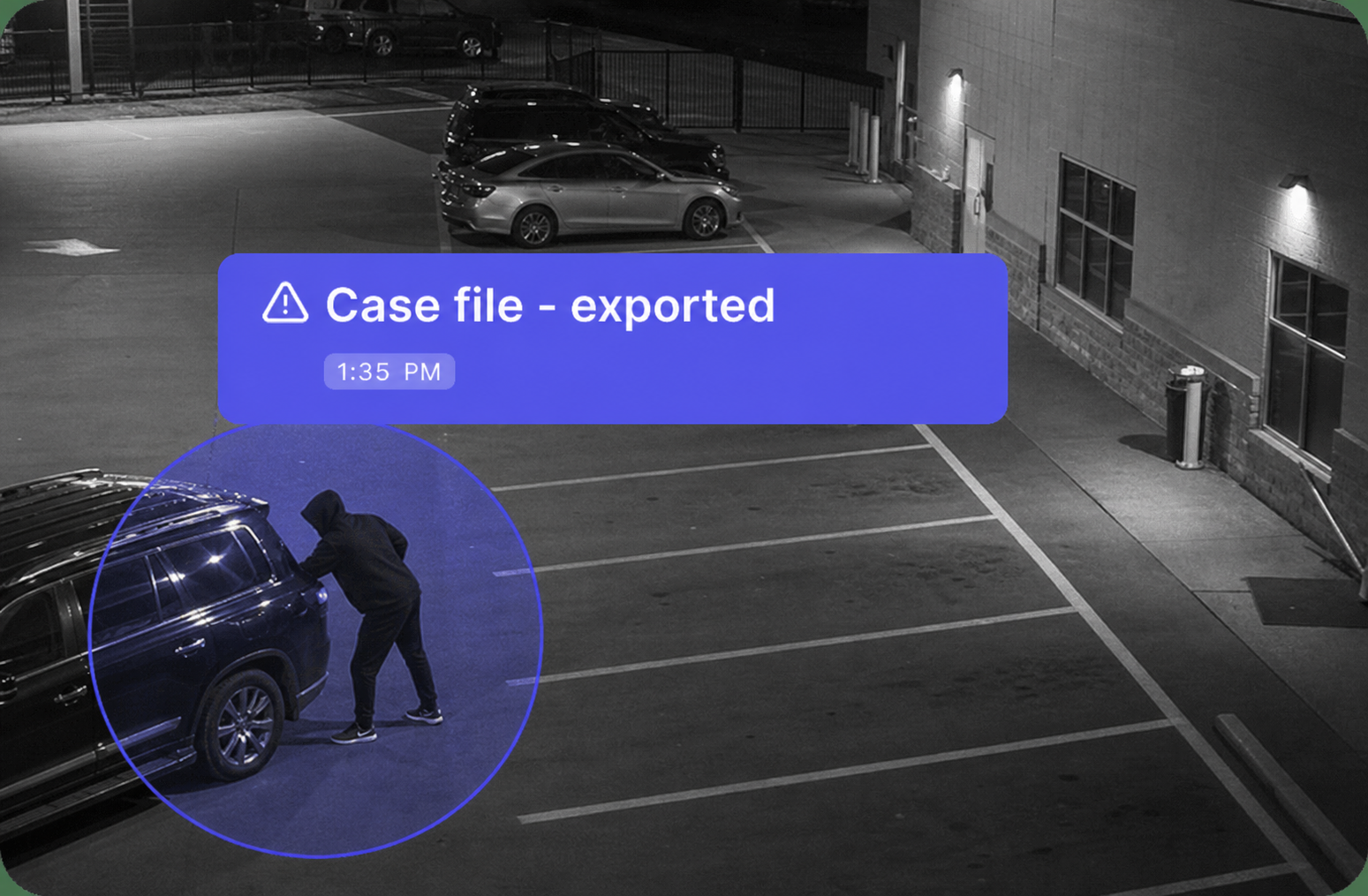 Spot AI exportable incident case file from a retail lot