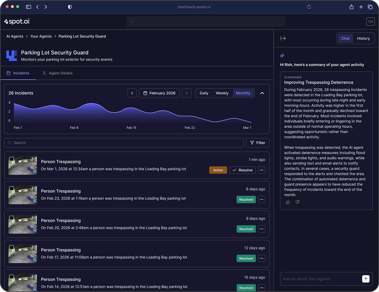 Spot AI dashboard