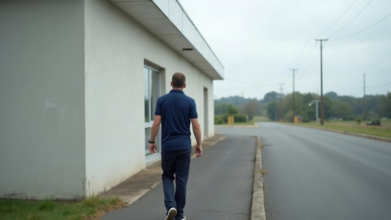 An employee walking the outside perimeter of a store