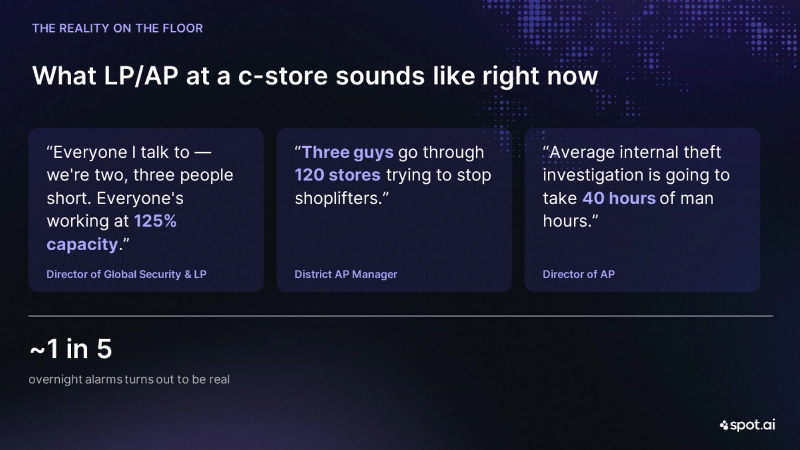 Webinar slide quoting c-store LP and AP leaders on being stretched to 125% capacity