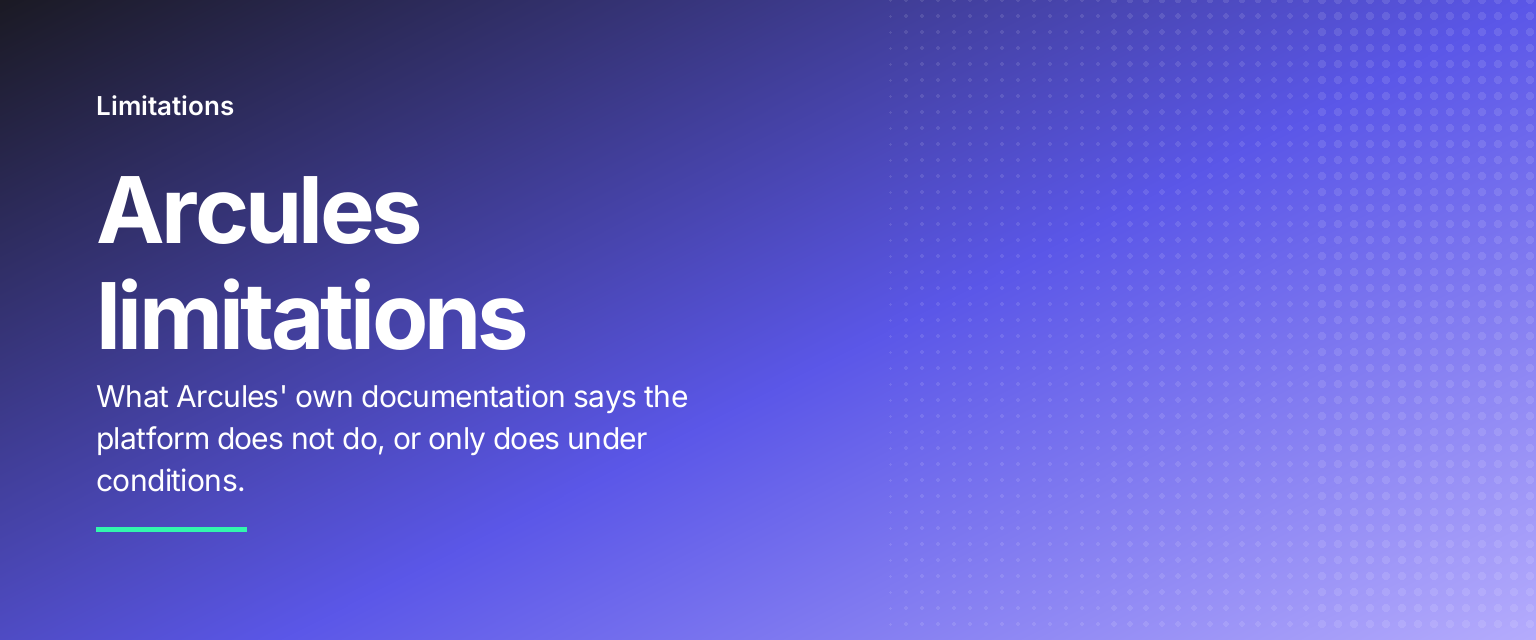 Arcules limitations: What Arcules' own documentation says the platform does not do, or only does under conditions