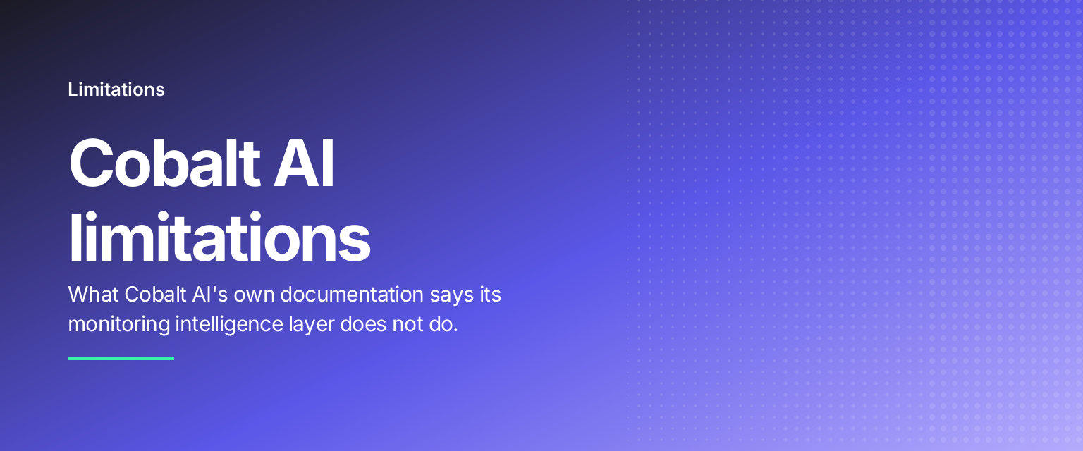 Cobalt AI limitations: What Cobalt AI's own documentation says its monitoring intelligence layer does not do