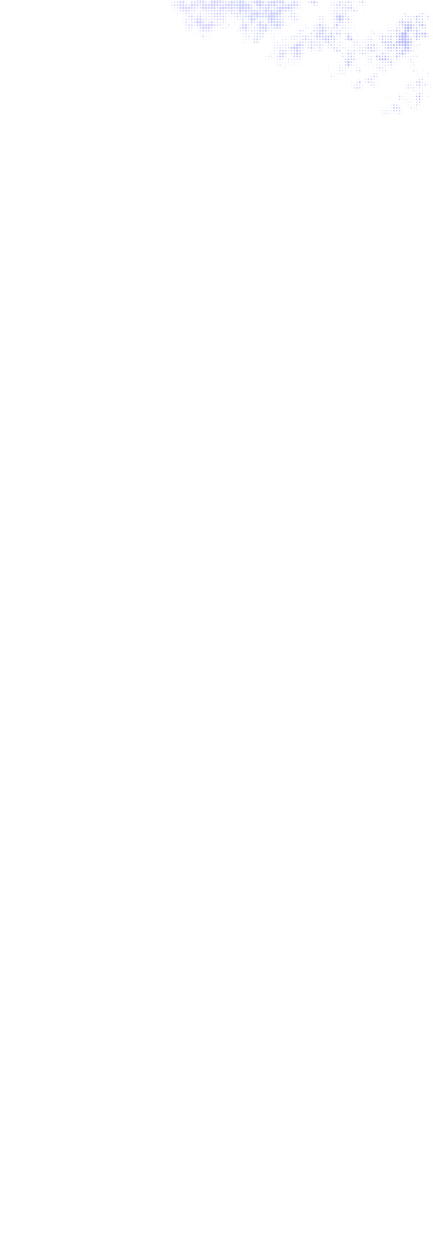 Purple pixelated cloud-like pattern on black background in the image's top right corner.
