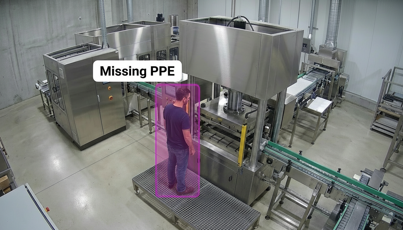 Improving safety in metals packaging with missing PPE harness detection