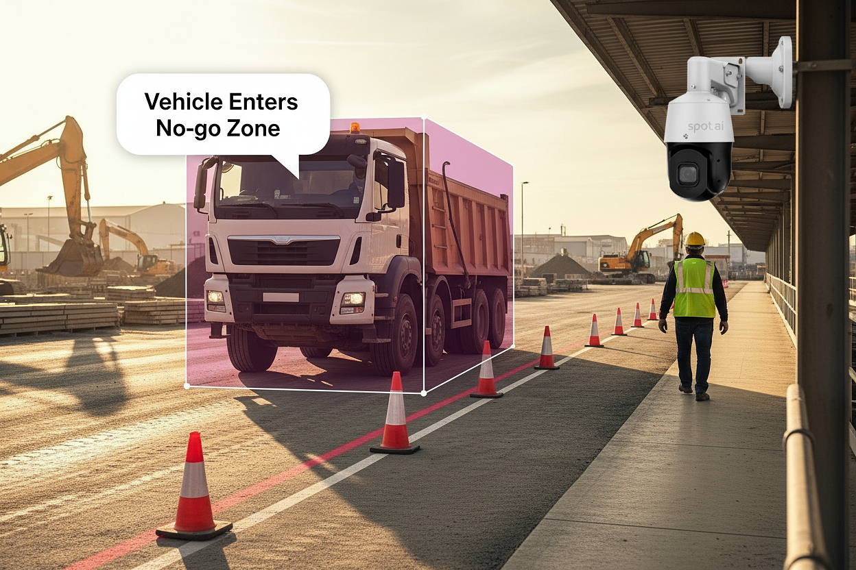 Using 'vehicle enters no-go zone' alerts for safer vehicle routing on site
