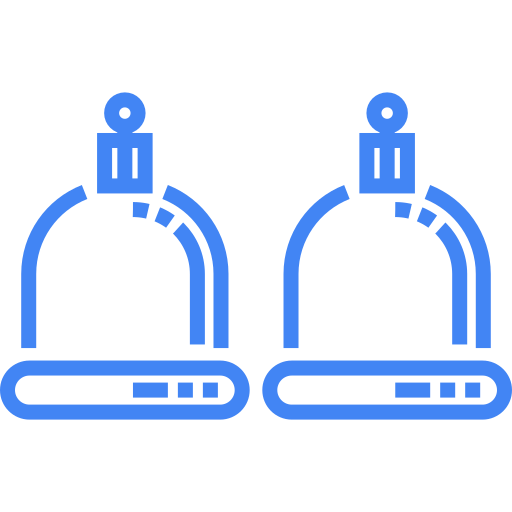 Blue line icon of two suction cup therapy cups side by side.