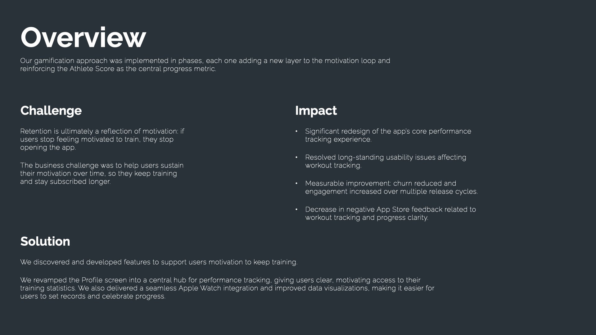 Overview — Challenge, Solution, Impact