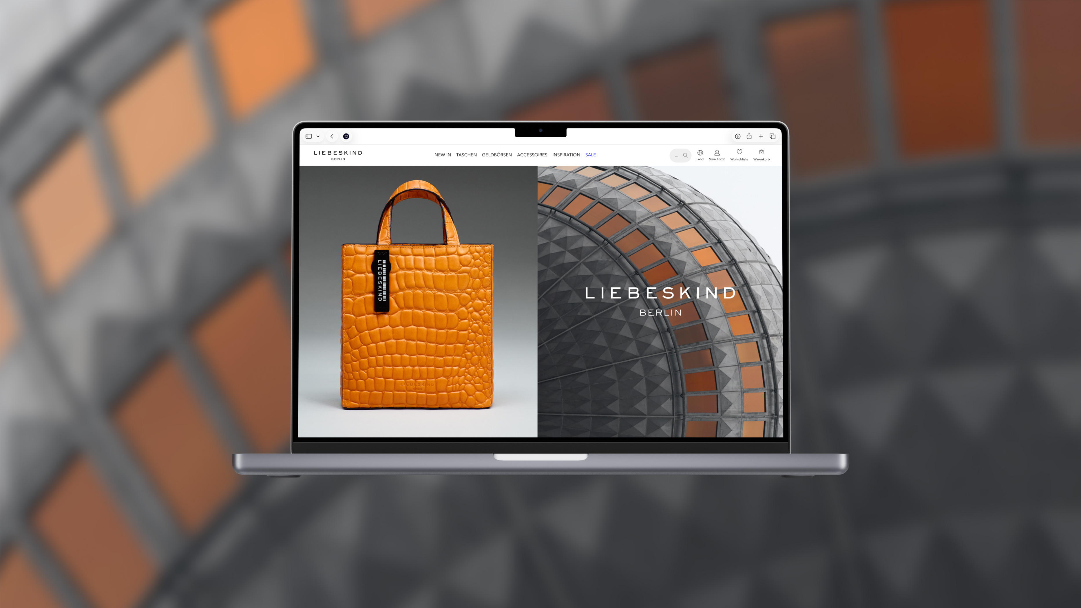 Liebeskind Berlin Noos Campaign key visual displayed on a website mock up