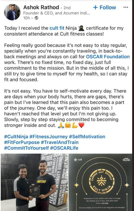 Member shares their cult Ninja recognition on social media