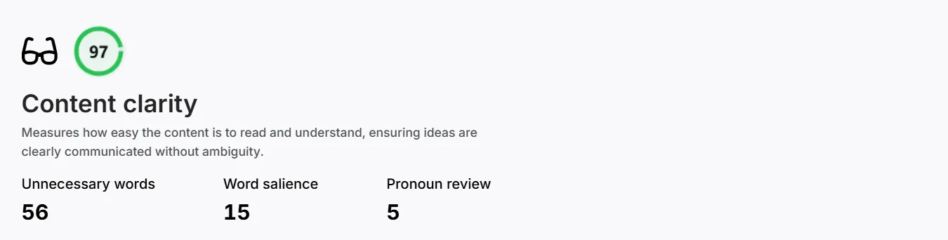 SCHOLAR's grade for content clarity