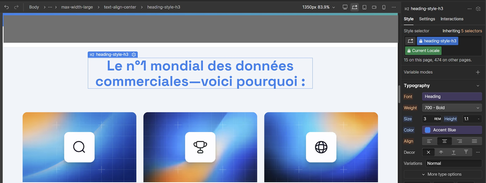 Webflow Localization styling settings