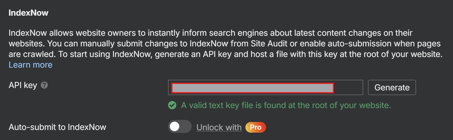 Ahrefs auto-submit to indexnow feature