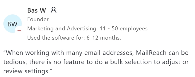 mailreach negative review screenshot
