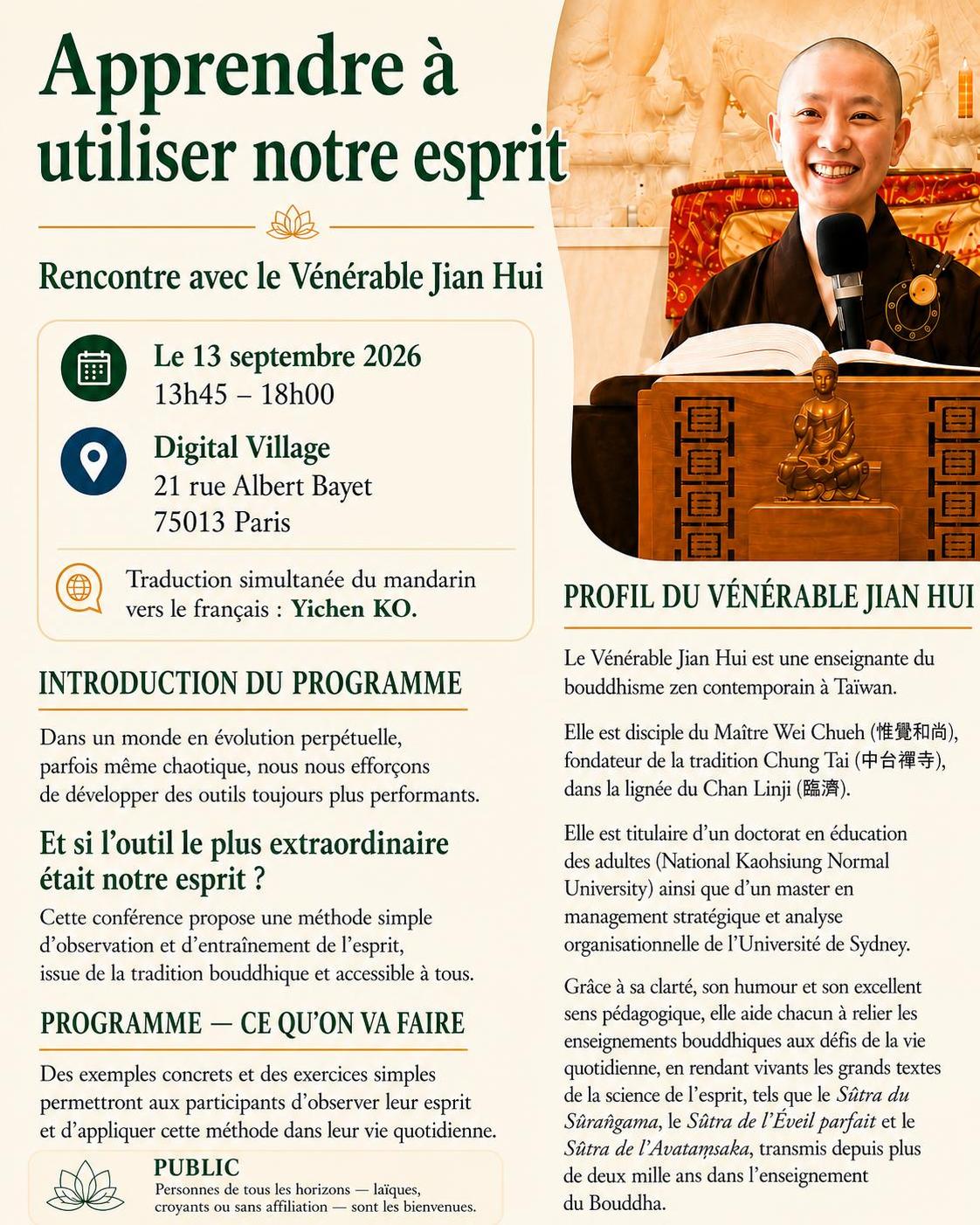 Conférence sur l'entrainement de l'esprit