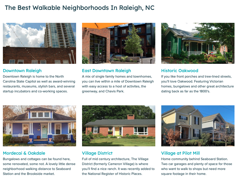Breakdown of Raleigh's best walkable neighborhoods