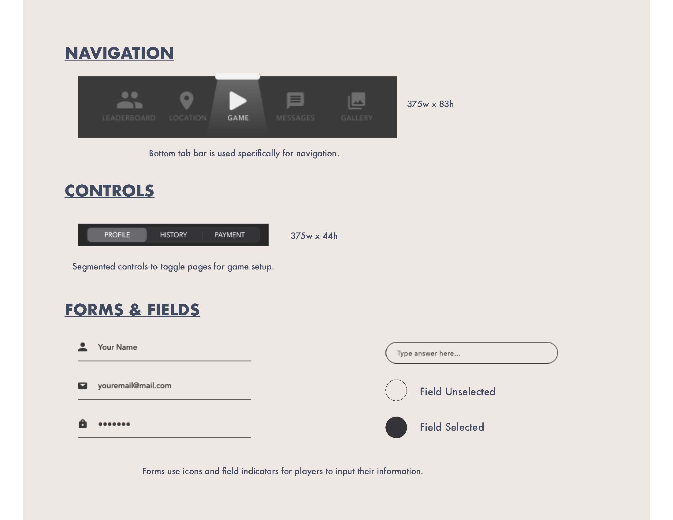 Style guide for Savages mobile scavenger hunt game application.
