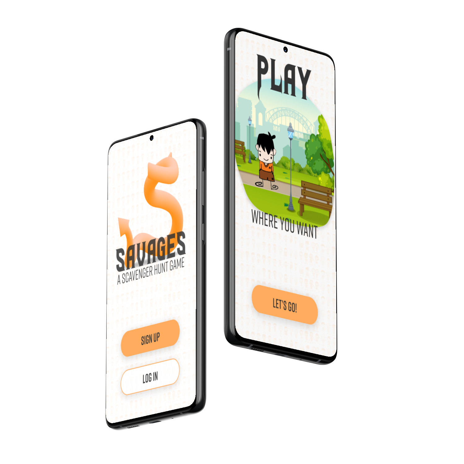 Onboarding mockups for Savages Mobile Application.