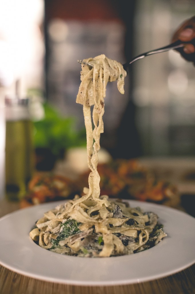pasta with mushroom and spinach