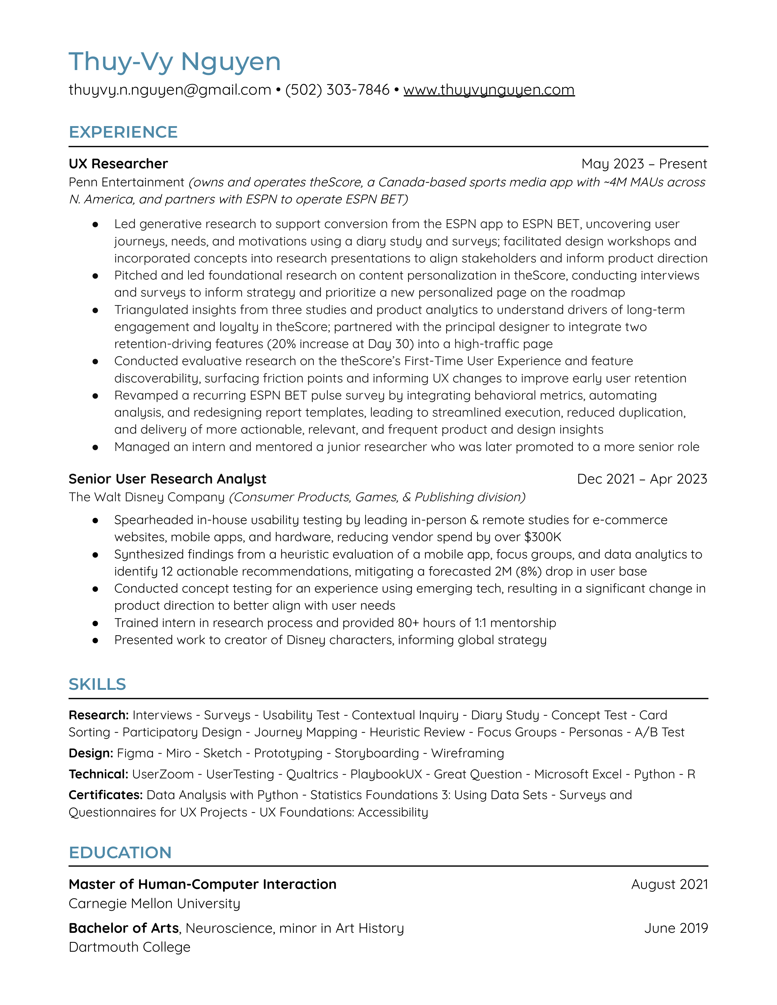 Thuy-Vy Nguyen's resume