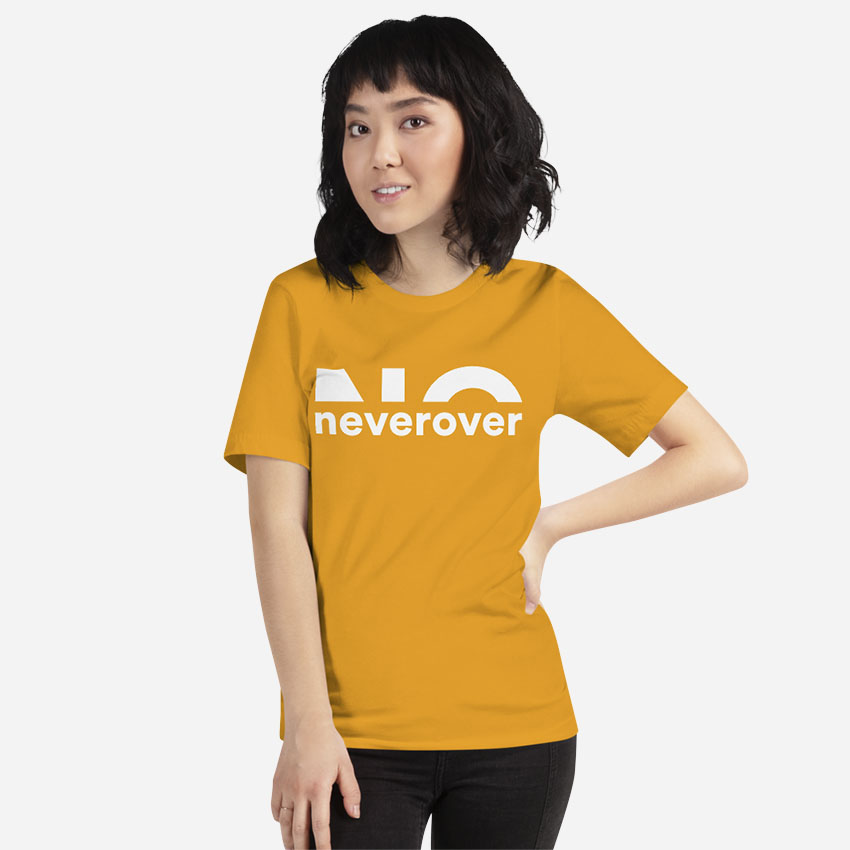 Neverover Graphic Tee, Women's Short Sleeve Crewneck T-shirt - Gold