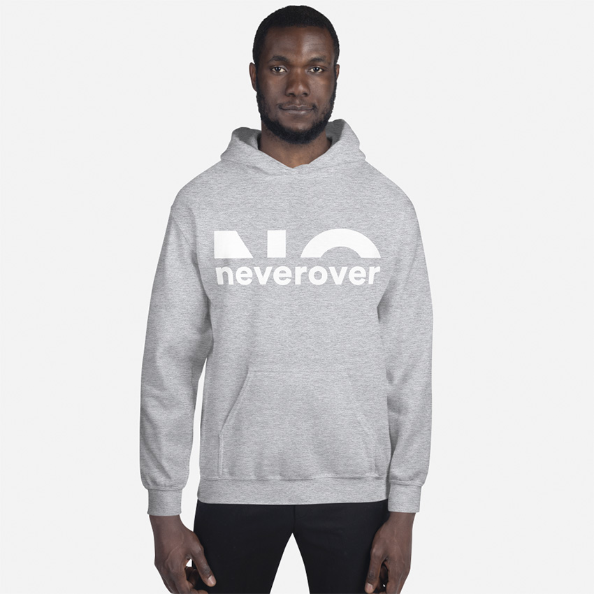 Neverover Graphic Hoodie, Men’s Cotton Heavyweight Pullover Hoodie Sweatshirt, Essential Hooded Fleece Sweatshirt for Men - Grey