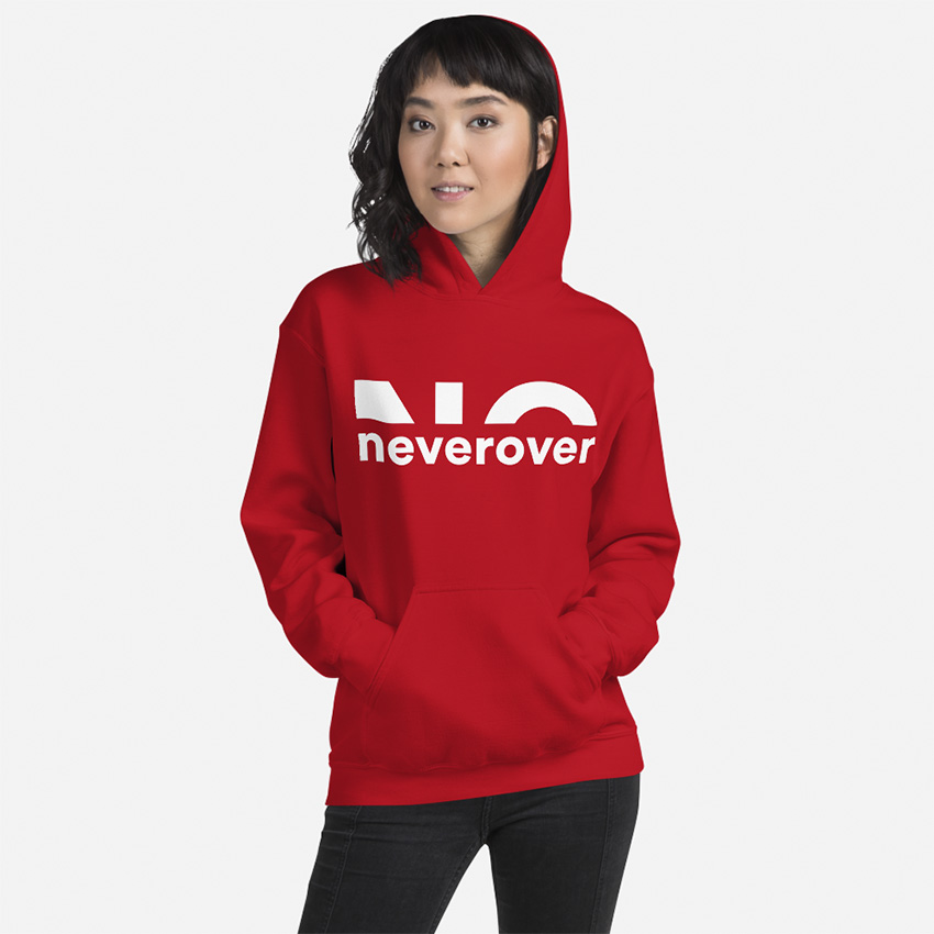 Neverover Graphic Hoodie, Women’s Essential Casual Hoodie, Long Sleeve Drawstring Pullover Sweatshirt - Red