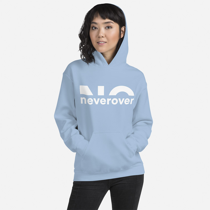 Neverover Graphic Hoodie, Women’s Essential Casual Hoodie, Long Sleeve Drawstring Pullover Sweatshirt - Blue