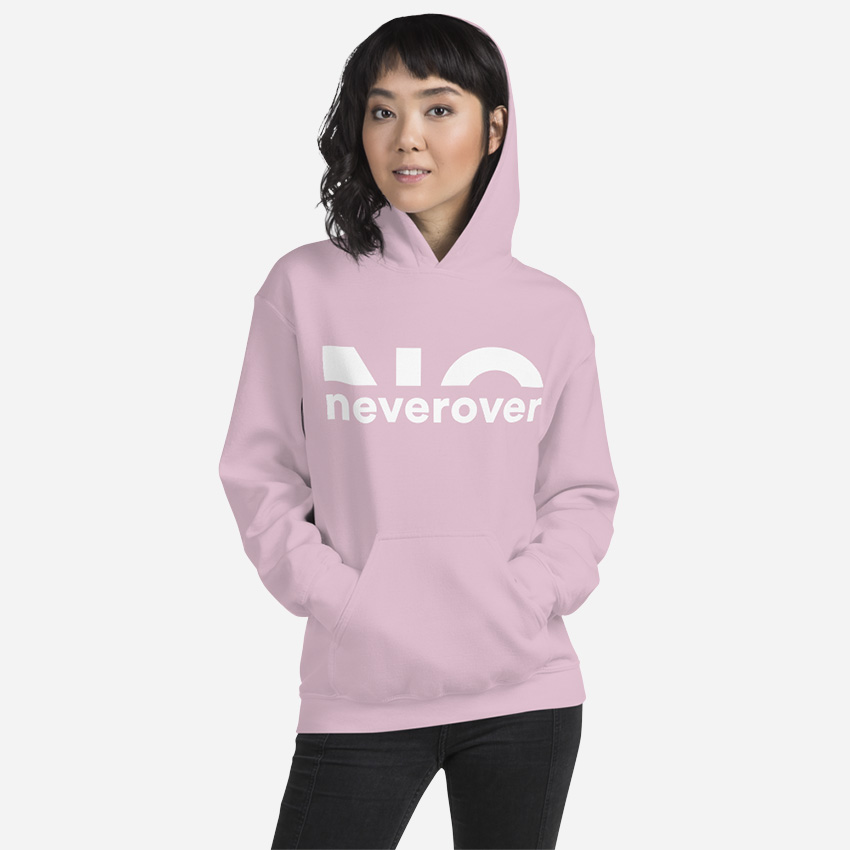 Neverover Graphic Hoodie, Women’s Essential Casual Hoodie, Long Sleeve Drawstring Pullover Sweatshirt - Rose