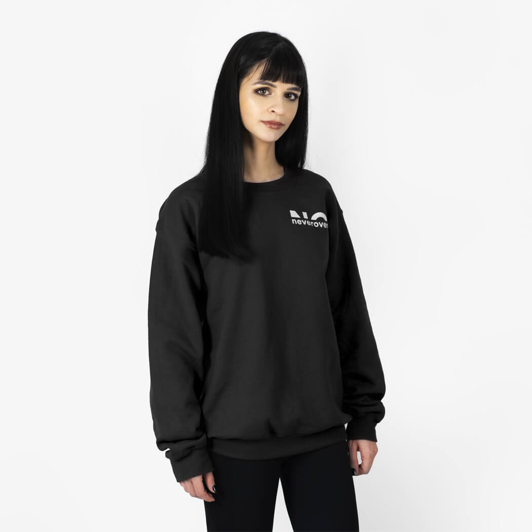 Neverover Athletic Sweatshirt, Women's Essential Long Sleeve Crewneck Fleece Sweatshirt - Black