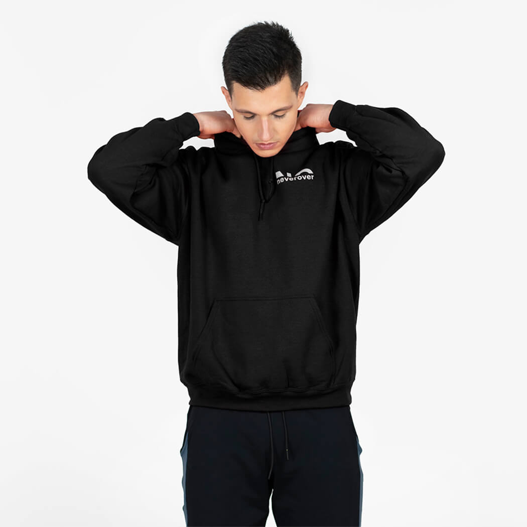 Neverover Athletic Hoodie, Men’s Long Sleeve Pullover Hoodie - Black