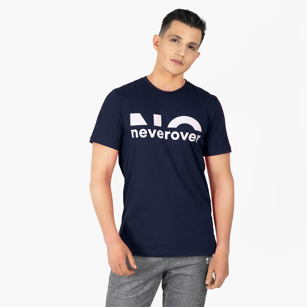 Neverover Graphic Tee, Men’s Short Sleeve Crewneck T-shirt - Navy