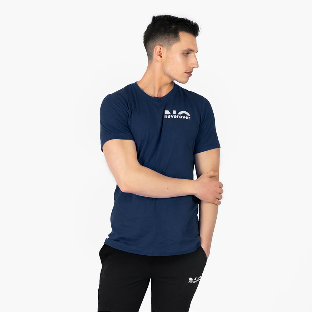 Neverover Athletic T-shirt, Mens Active Crew Neck Athletic Running Gym Fitness Short Sleeve Tee T-shirt For Men - Navy