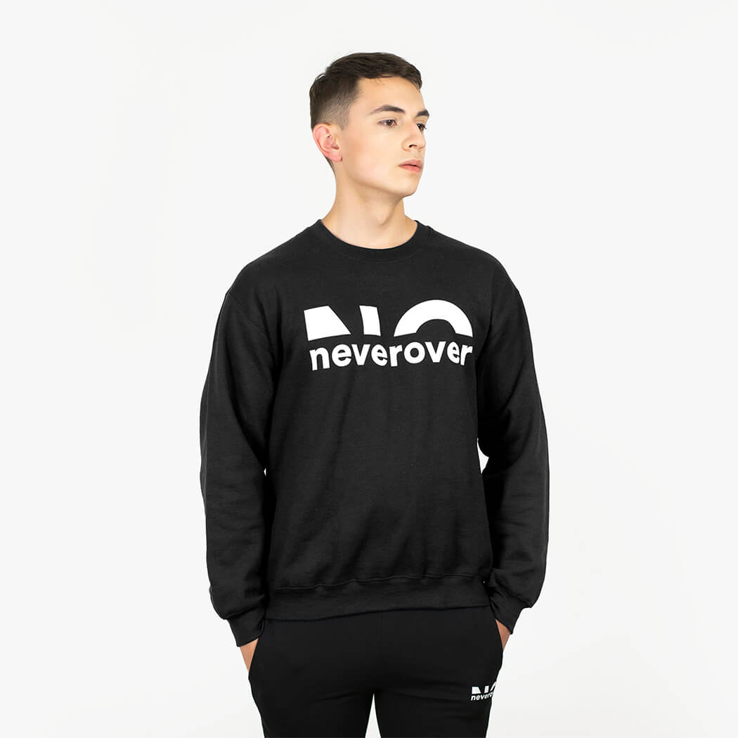 Neverover Graphic Sweatshirt, Men’s Essential Long Sleeve Crewneck Fleece Sweatshirt - Black