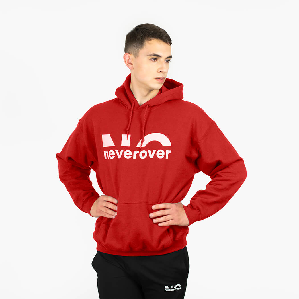 Neverover Graphic Hoodie, Men’s Cotton Heavyweight Pullover Hoodie Sweatshirt, Essential Hooded Fleece Sweatshirt for Men - Red