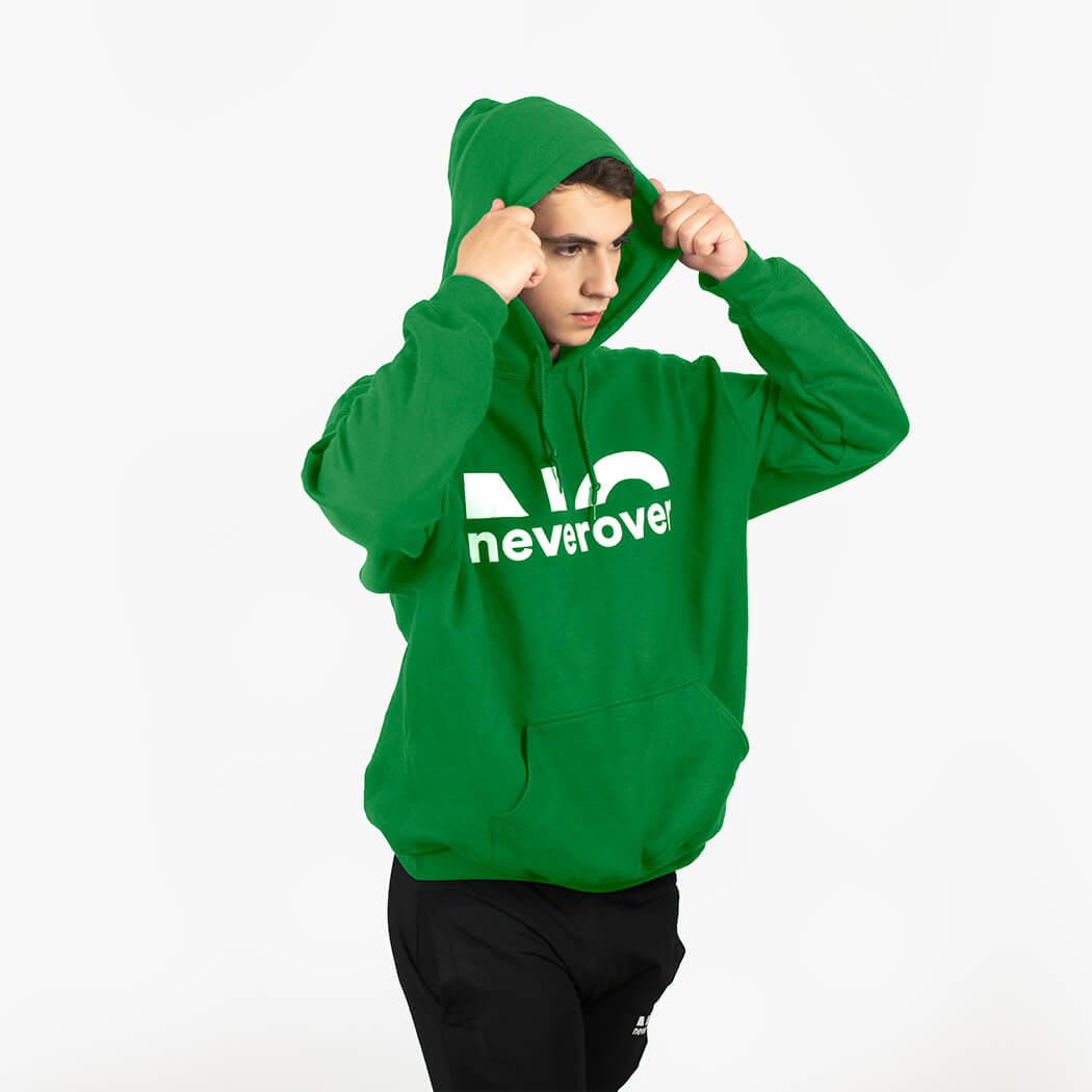 Neverover Graphic Hoodie, Men’s Cotton Heavyweight Pullover Hoodie Sweatshirt, Essential Hooded Fleece Sweatshirt for Men - Green