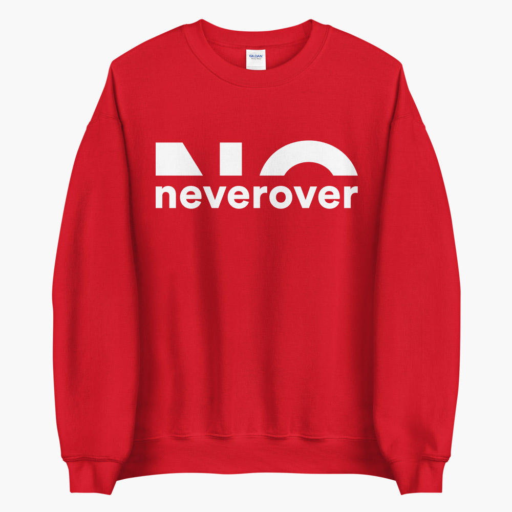 Neverover Graphic Sweatshirt, Women's Essential Long Sleeve Crewneck Fleece Sweatshirt - Red