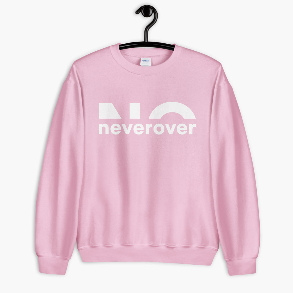 Neverover Graphic Sweatshirt, Women's Essential Long Sleeve Crewneck Fleece Sweatshirt - Rose
