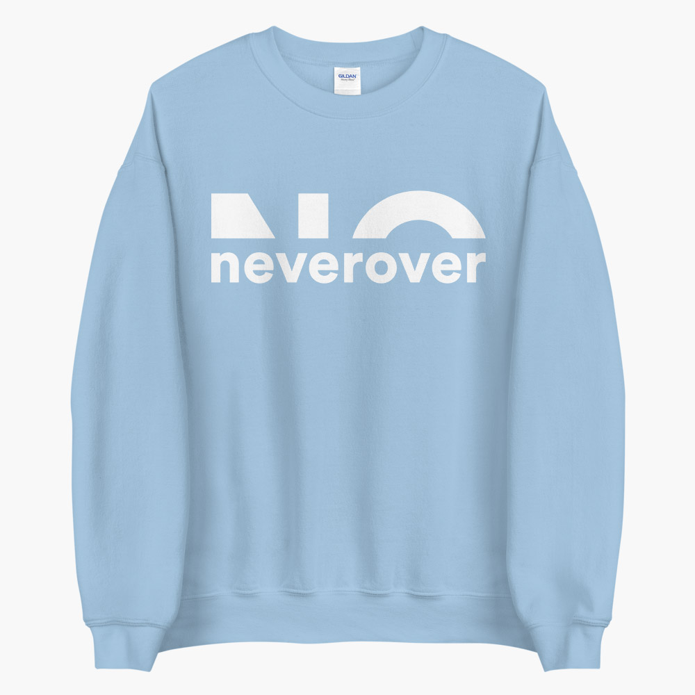 Neverover Graphic Sweatshirt, Women's Essential Long Sleeve Crewneck Fleece Sweatshirt - Blue