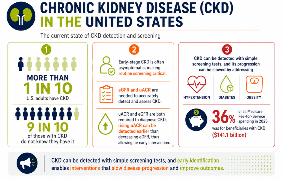 Infographic showing the prevalence of chronic kidney disease in the United States