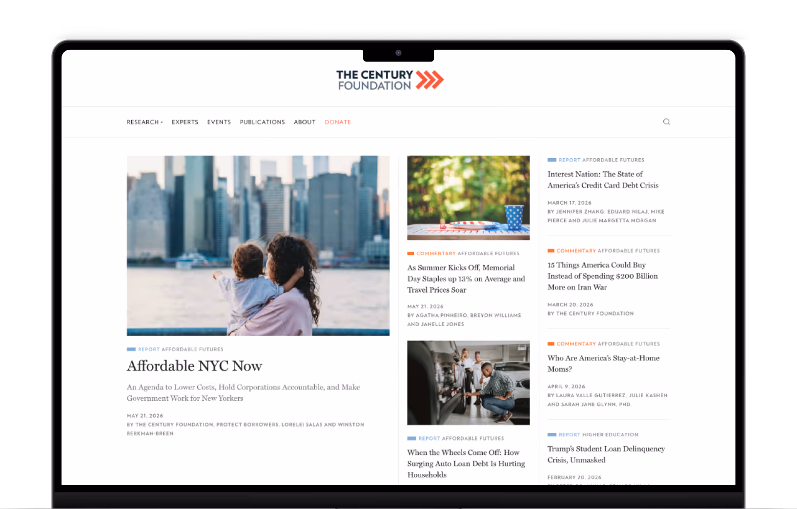 Preview of The Century Foundation's website.