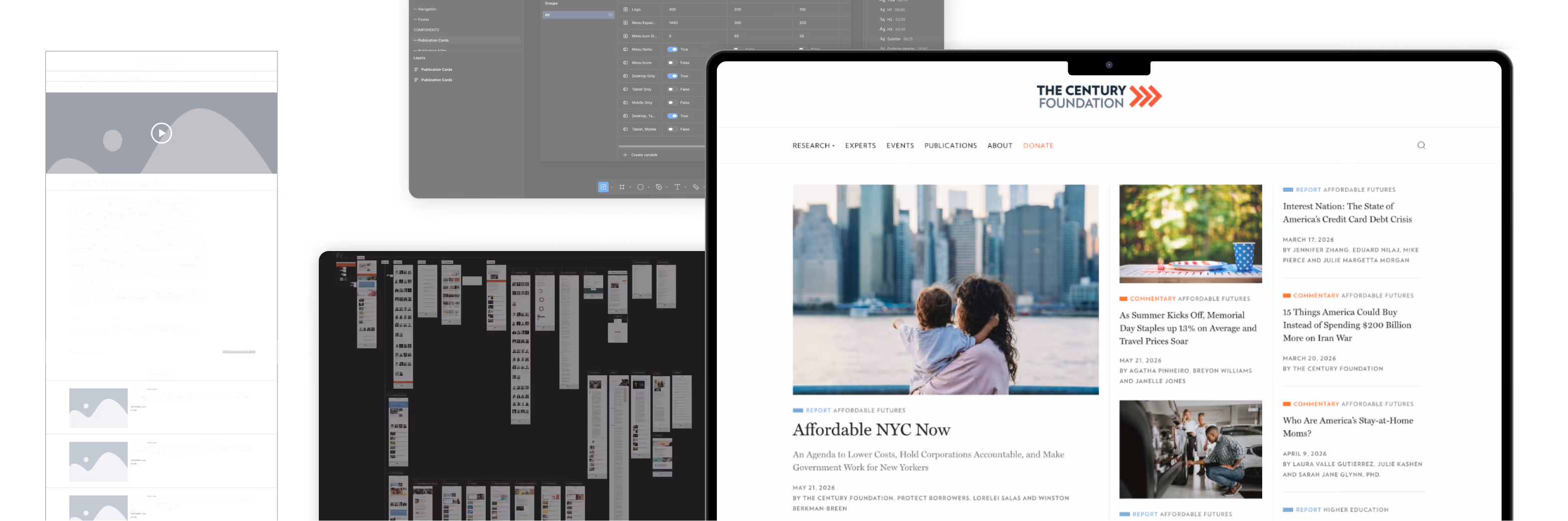 Preview of The Century Foundation's website with the behind the scenes work faded behind it.